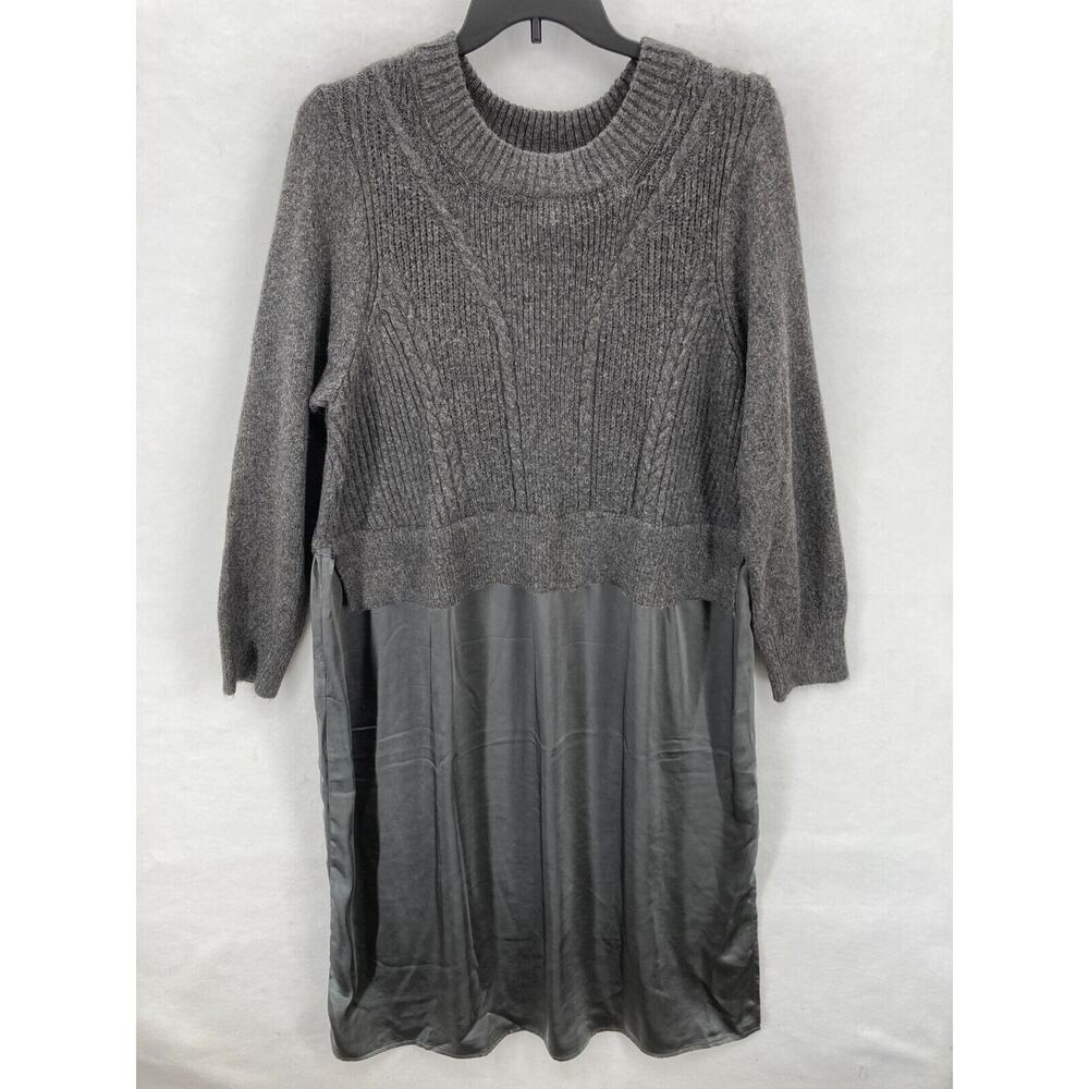 Lane Bryant Sweater Dress Women's‎ 22/24 Gray Stretch Knit Maxi Long Sleeve NWT